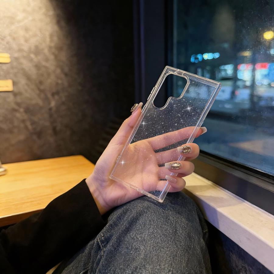 Glitzer Handyhülle für Samsung S26Ultra S25 S24 S23, selbstheilende und antibakterielle Schutzhülle, kratzfest und stoßfest, transparent oder schwarz - Bild 2
