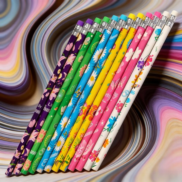 12 Stück Blumen-Bleistifte HB mit Graphit für Schule und Zeichnen, Mehrfarbig - Bild 1
