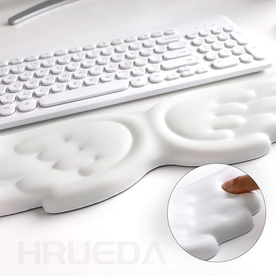 HRUEDA Mauspad und ergonomische Handballenauflage Set für Tastatur und Maus in Grau oder Weiß mit Memory Foam zur Reduzierung von Handgelenkschmerzen für Büro und Gaming - Bild 2