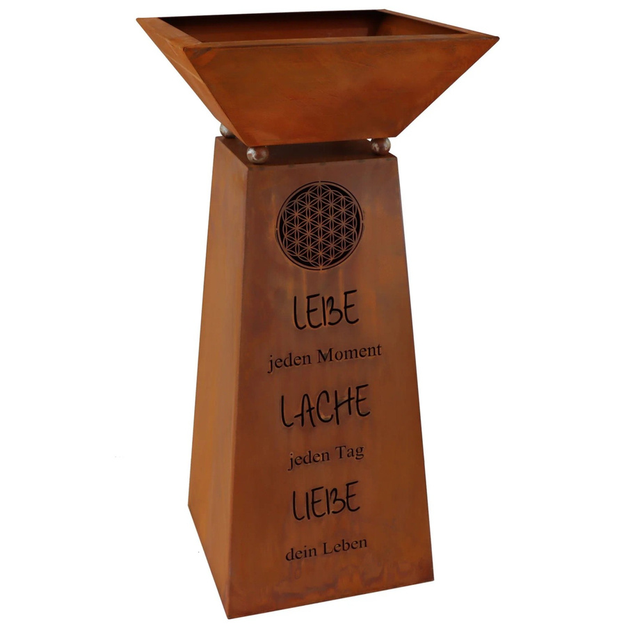 Rostikal Pflanzsäule Blume des Lebens aus Cortenstahl in Braun, Höhe: 57 cm - Bild 2