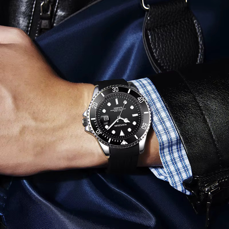 AETEEY Armbanduhr Edelstahl, Automatik, Schwarz, Silikonarmband, Herren - Bild 2