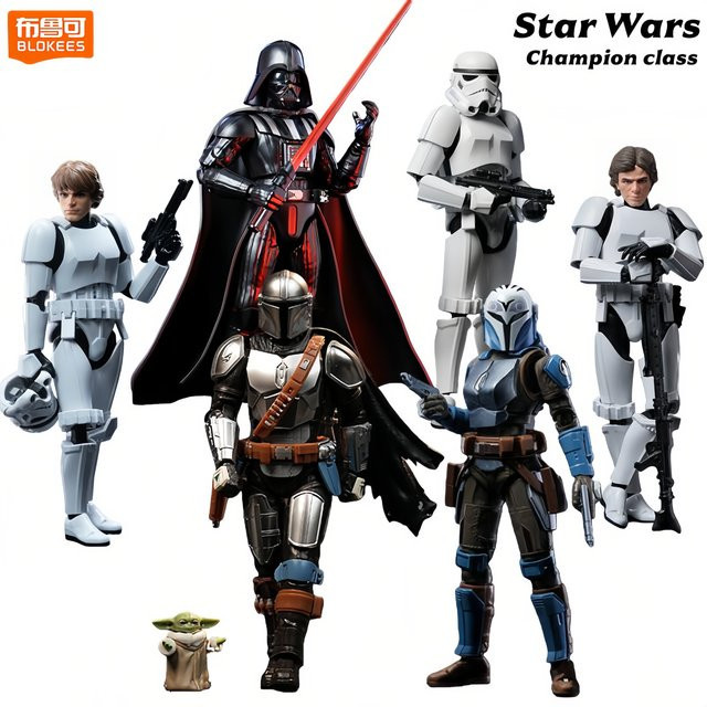 BLOKEES Star Wars Darth Vader Luke Skywalker Din Djarin Grogu Bo-Katan Kryze Class Version, Actionfigur - Bild 1