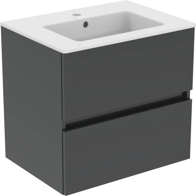 Ideal Standard Möbelpaket Eurovit+ Waschtisch und Unterschrank in Grau Glanz mit 61 cm Breite - Bild 1