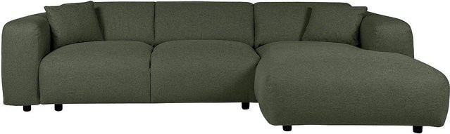 Vente-unique Sofa Pogni in Grün aus meliertem Stoff, L-Form ohne Schlafmöglichkeit, Breite: 280 cm - Bild 1