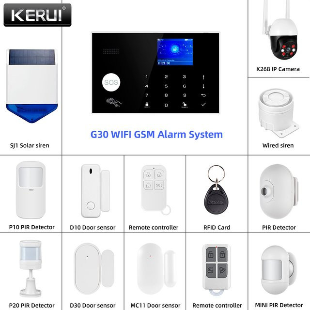 KERUI G30 WIFI GSM Alarm Host mit Temperatur- und Luftfeuchtigkeitsanzeige und Smart Life APP-Steuerung als DIY Sicherheitskit für dein Zuhause - Bild 1