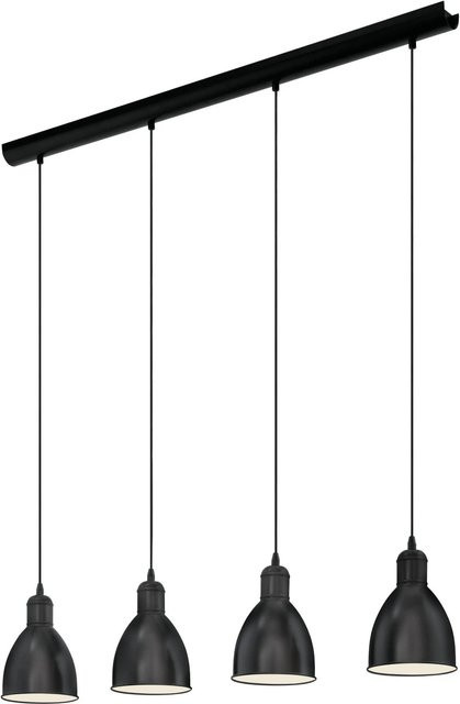 Eglo Pendelleuchte Priddy 4-flammig in Schwarz und Weiß im Industrial-Stil, B/T/H: 110 x 15,5 x 97,5 cm - Bild 1