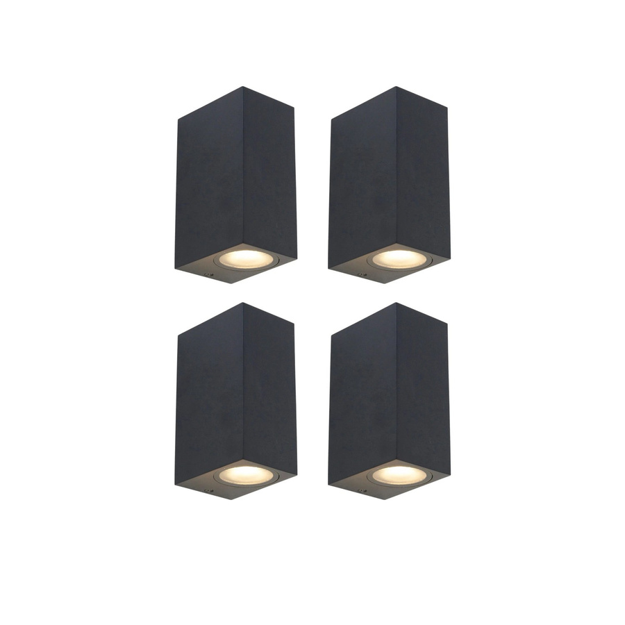 QAZQA Baleno II 4er Set Moderne Wandleuchten Schwarz IP44 Dimmbar mit Up-Down Lichteffekt für Badezimmer und Treppenbereich GU10 - Bild 2