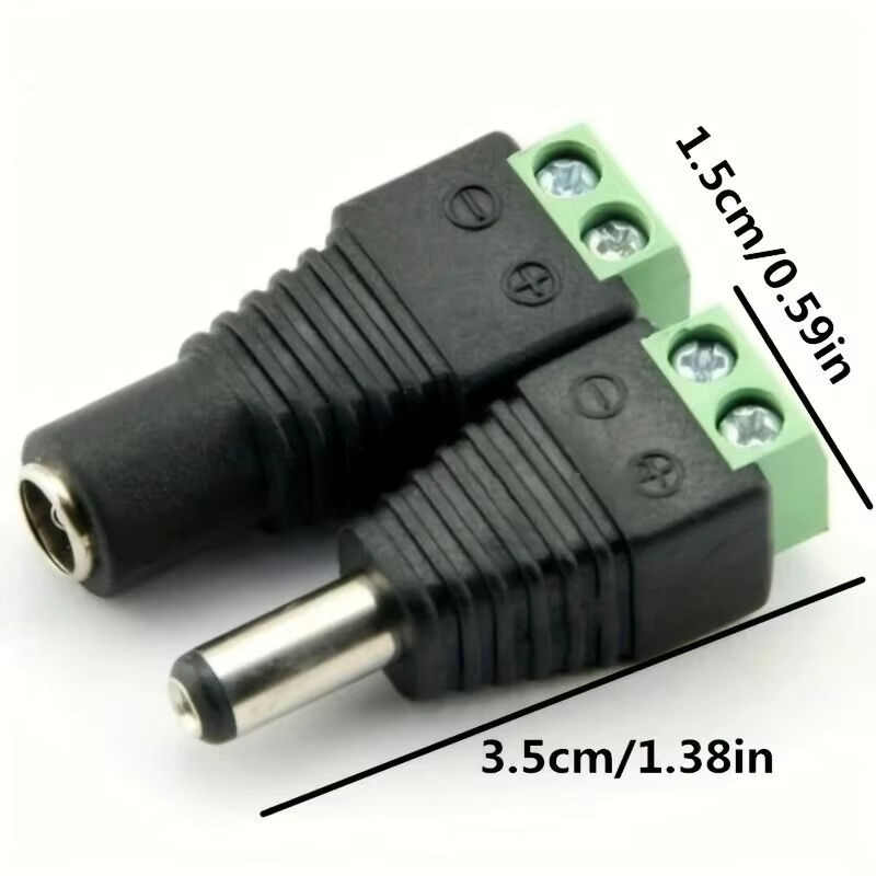 5 Stück DC-Stecker-Buchse-Klemmen in Schwarz, 12 V Stromanschluss mit 2,1 mm x 5,5 mm für CCTV-Kameras und LED-Streifen (5050, 3528) - Bild 5