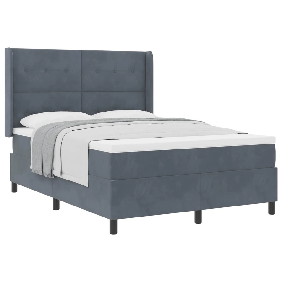 vidaXL Boxspringbett mit Kopfteil in Dunkelgrau, Samt, B/T/H: 160 x 200 x 163 cm - Bild 2
