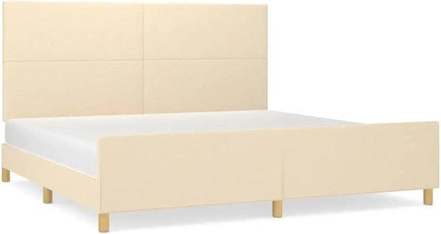 vidaXL Bettgestell mit Kopfteil in Beige aus Stoff und Holz B/T/H: 200 x 200 x 128 cm - Bild 1