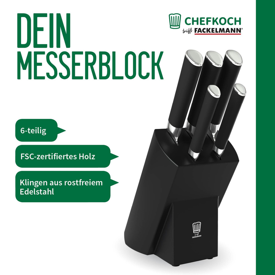 Fackelmann Chefkoch Messerblock, 6-teilig, schwarz und silber - Bild 3