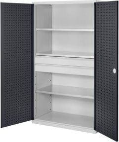 Kappes Großvolumenschrank RasterPlan grau mit Lochplatten-Tür innen, Ausstattung 3, B/T/H: 59 x 30 x 195 cm - Bild 1