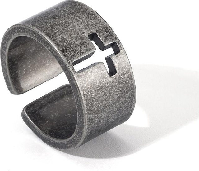 Yiran Jewelry Kreuzring Edelstahl, Schwarz, Vintage, Herren - Bild 1