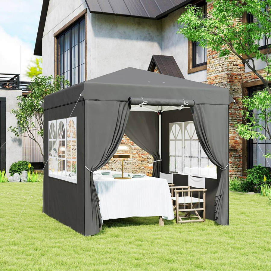 Outsunny Pavillon Dunkelgrau mit 4 Seitenteilen B/H/L: 250 x 268 x 250 cm - Bild 5