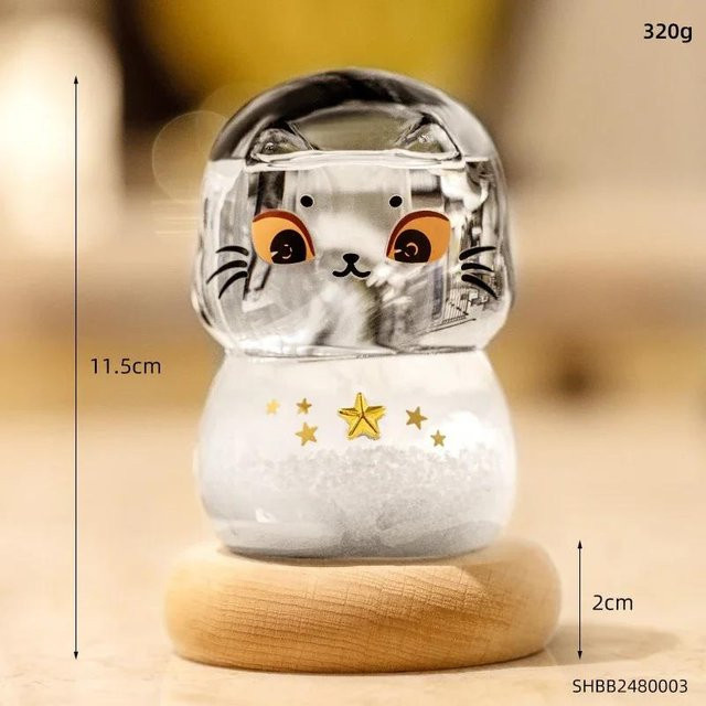 Niedrige Kätzchen Sturmglasflasche aus Glas in Transparent als dekorative Wettervorhersage-Figur für dein Wohnzimmer oder deinen Schreibtisch - Bild 1
