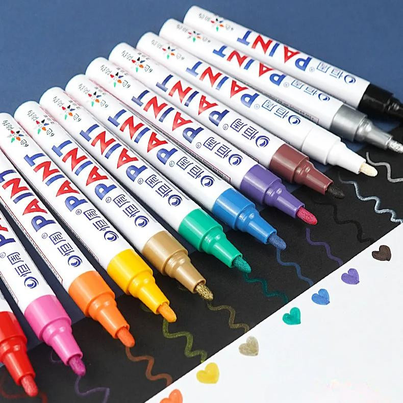 Multifunktions Metallic-Glanz-Lackmarker mit Faserkopf in Silber, wasserfester und schnelltrocknender Farbmarker für die Reifenindustrie - Bild 3