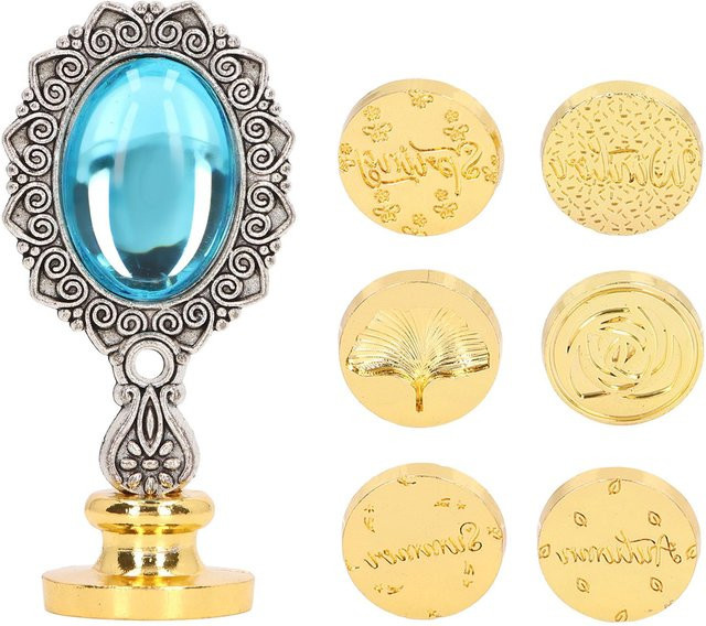 GoolRC Wachssiegelstempel-Set aus Metall in Beige und Gold mit abnehmbarem Design - Bild 1