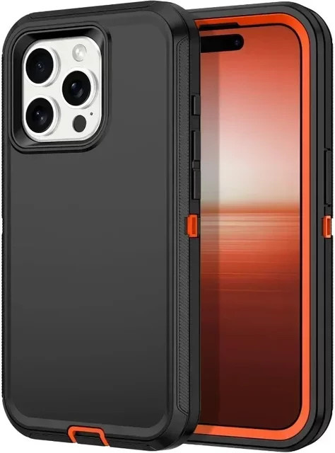 OTT-BOX Heavy Armor Handyhülle mit stoßfester PC-Hartschale und Silikonrahmen für iPhone 16 Pro Max Plus 15 14 13 in Schwarz und Blau - Bild 1