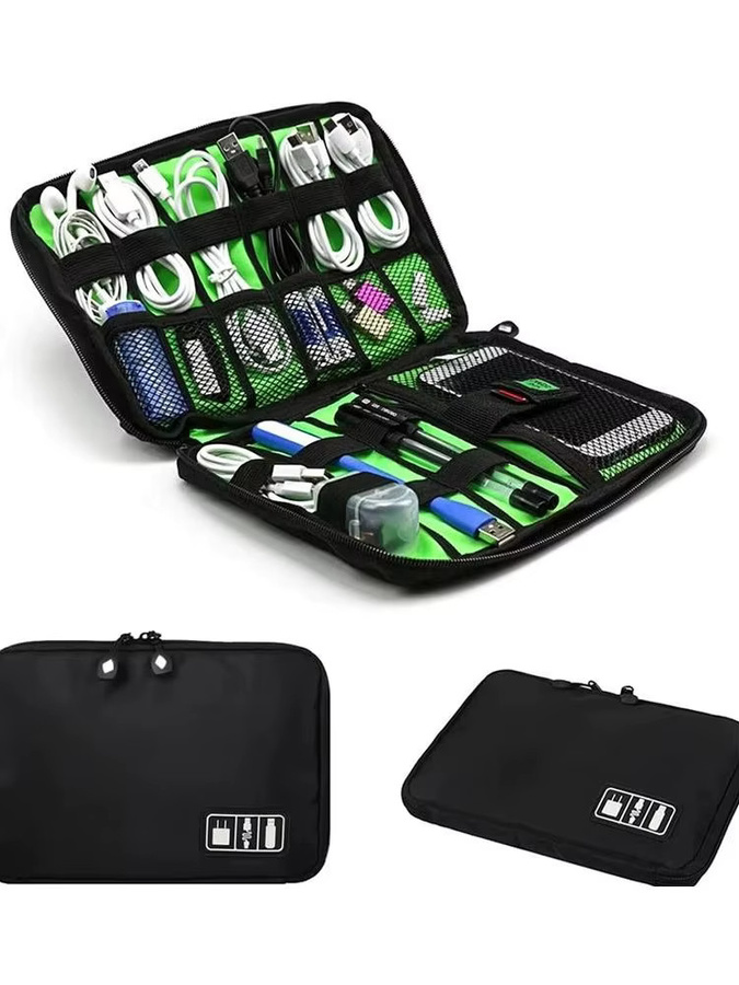 Wasserdichte Nylon-Aufbewahrungstasche von Mrgabwte für elektronisches Zubehör und USB-Datenkabel, Outdoor-Organizer für Camping und Wandern, Farben: Grau und Schwarz - Bild 6