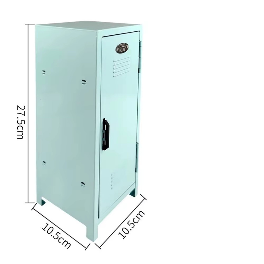 Eisen-Aufbewahrungsbox aus Metall in Blau für Kosmetik, Papier und Kleinteine, Mini-Spind-Schrank für den Schreibtisch, Breite: 27,5 cm, Tiefe: 10,5 cm - Bild 3