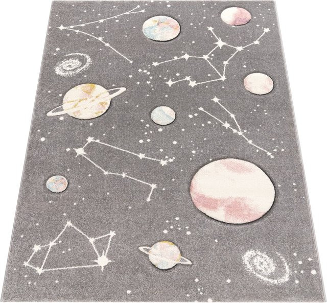 Kinderteppich Kosmos grau mit Hoch-Tief-Effekt, B: 120 cm, L: 170 cm - Bild 1