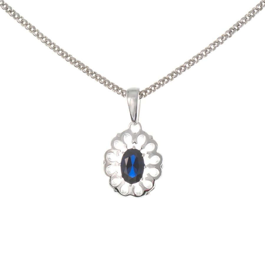 Anhänger mit Kette 925 Silber, Zirkonia blau, Damen - Bild 1