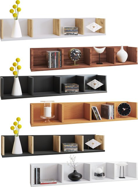 VCM Honsa Wandregal aus Holz und MDF in Weiß, H x B x T: 17 x 97 x 17 cm - Bild 1