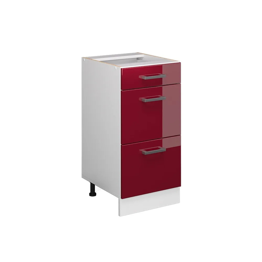 Vicco Küchenunterschrank R-Line mit Schubladen, Weiß und Bordeaux, Hochglanz, Breite: 40 cm - Bild 2
