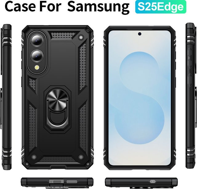 Samsung Galaxy S26 S25 S24 S23 Plus Ultra FE Gepanzerte Anti-Fall Schutzhülle mit verstärkten vier Ecken in Schwarz und Gold - Bild 1