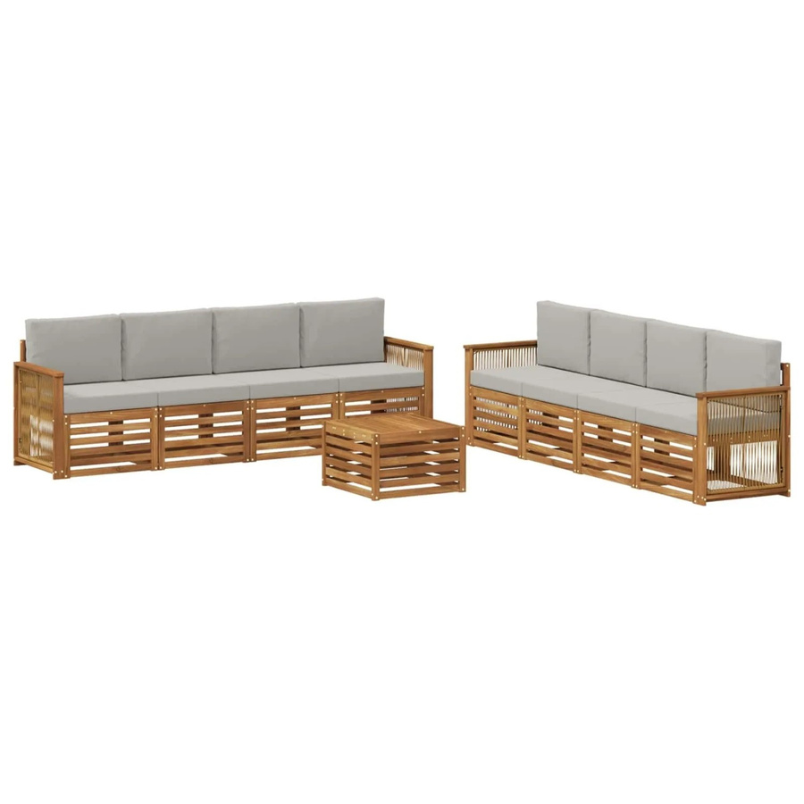 vidaXL Sofagarnitur aus Massivholz Akazie mit 9 Kissen im modernen Latten-Design - Bild 2