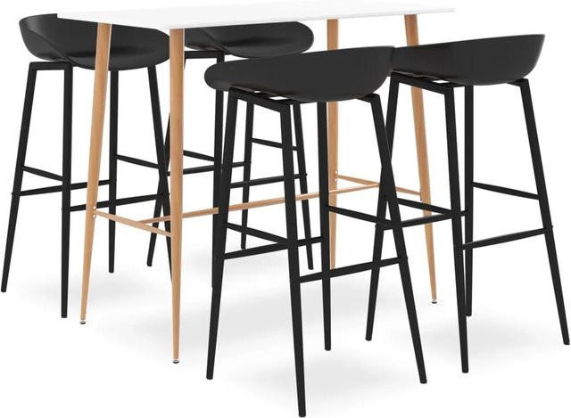 vidaXL 5-tlg. Bar-Set Modell 9 in Weiß und Schwarz mit Tisch und Stühlen - Bild 1