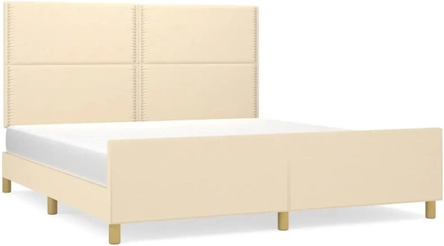 vidaXL Bettgestell mit Kopfteil in Beige aus Stoff und Holz B/T/H: 180 x 200 x 128 cm - Bild 1