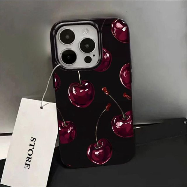 Binchi Health Electronics Handyhülle mit schwarzem Kirschmuster für iPhone 11 bis iPhone 17 Pro Max, weiche Schutzhülle in Schwarz und Multicolour - Bild 1