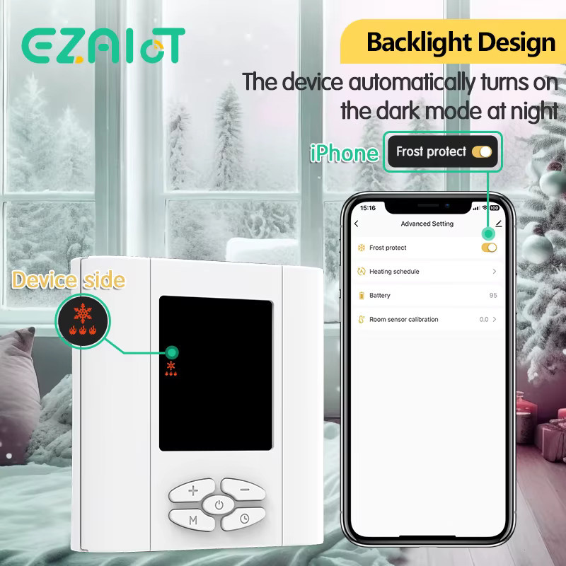 EZAIOT ZigBee Smart Thermostat für Wasser, Gas und Kessel, batteriebetriebener kabelloser Temperaturregler in Weiß, kompatibel mit Tuya WiFi, Alexa und Google Home - Bild 3