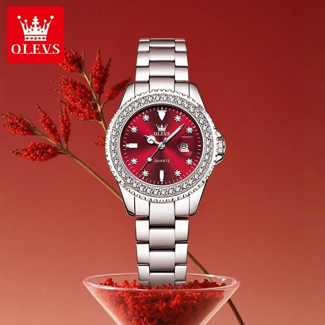OLEVS Armbanduhr, Quarz, Edelstahl, Bicolor, Diamantbesetzt, Damen - Bild 1