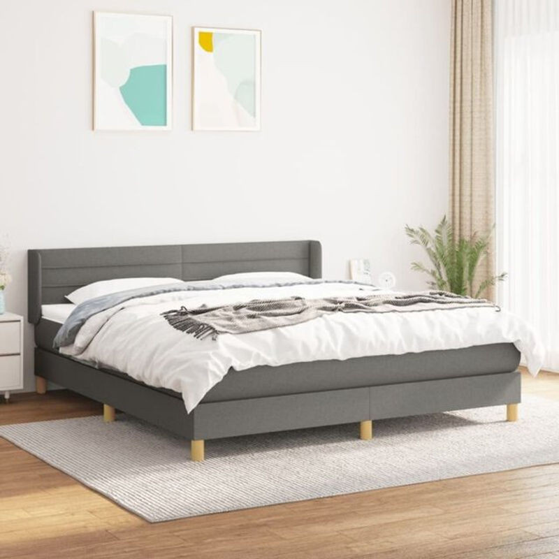 Vidaxl Boxspringbett mit Matratze aus Stoff in Anthrazit und Grau, B/T/H: 160 x 200 x 78 cm - Bild 1