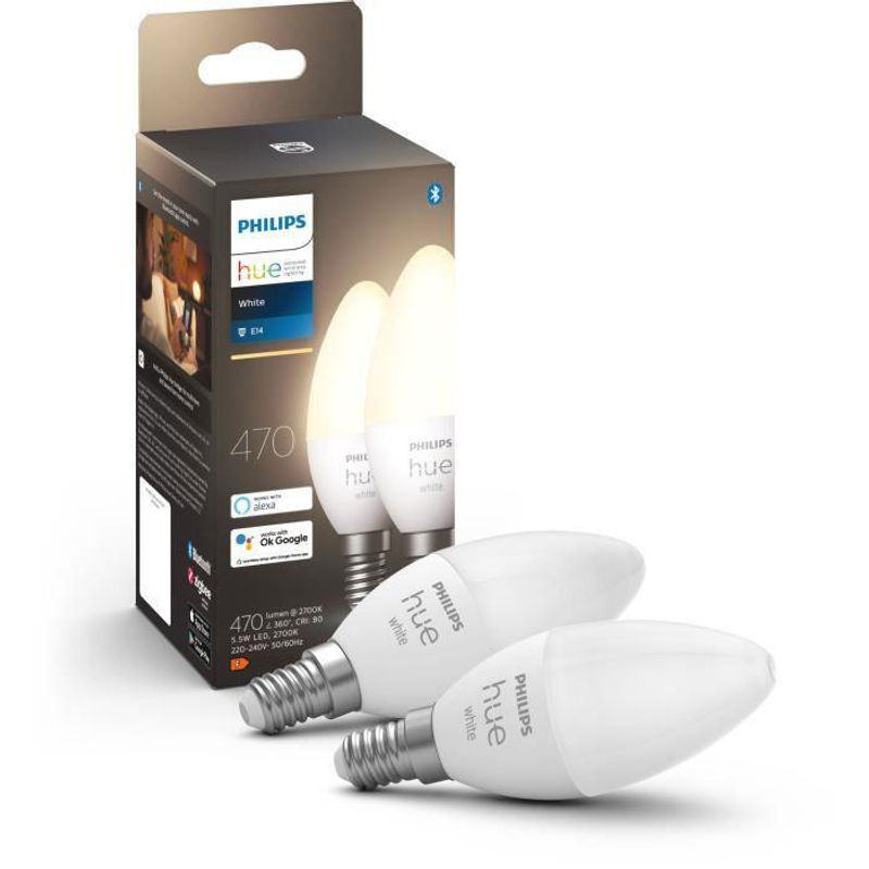 Philips Hue White E14 Bluetooth LED-Kerzen 2er-Set, Weiß - Bild 3