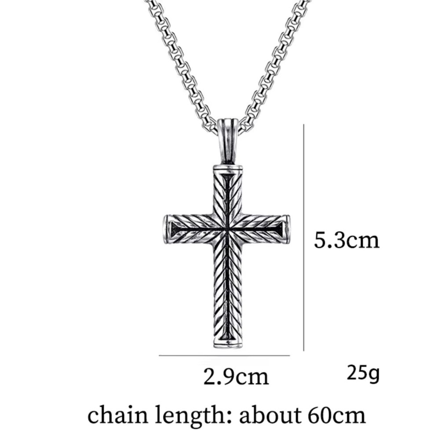 SMALING Halskette mit Kreuz Anhänger, Edelstahl, Silber, Unisex - Bild 2