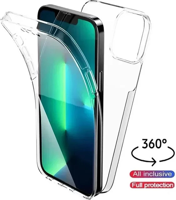 2-in-1 360 Grad Vollabdeckung Schutzhülle für iPhone 16 17 Pro Max 15 14 13 12 11 Plus – Stoßfeste doppelseitige TPU-Telefonhülle in Transparent - Bild 1