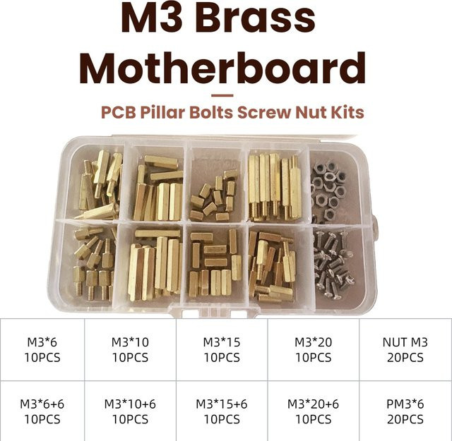 M3 Messing Motherboard Abstandsbolzen mit Sechskant-Einzelkopf für PCB und Mainboard-Montage, Farbe: Messing/Gold - Bild 1