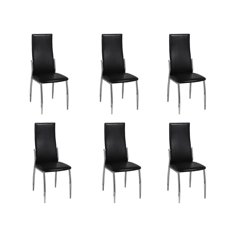 6er Set Esszimmerstühle von vidaXL in Schwarz aus Kunstleder im modernen Design - Bild 2
