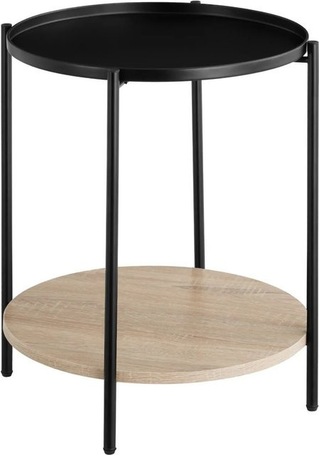 tectake Beistelltisch Sunderland Industrial Style rund aus Holz und Stahl in Beige und Schwarz B/T/H: 45,5 x 45,5 x 54,5 cm - Bild 2