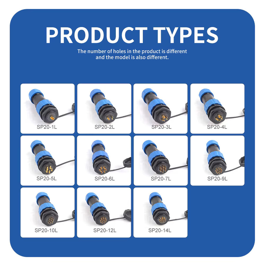 DIY GO SP20 IP68 Wasserdichter Luftfahrtsteckverbinder Set mit Rückmutter für Panelmontage, Stecker und Buchse zum Schweißen, Blau - Bild 4