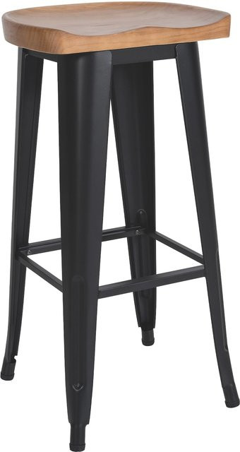 CLP Barhocker Clara Barstuhl mit Sitz aus Massivholz und stabilem Vierfußgestell aus schwarzem Metall in rustikal-modernem Design - Bild 1