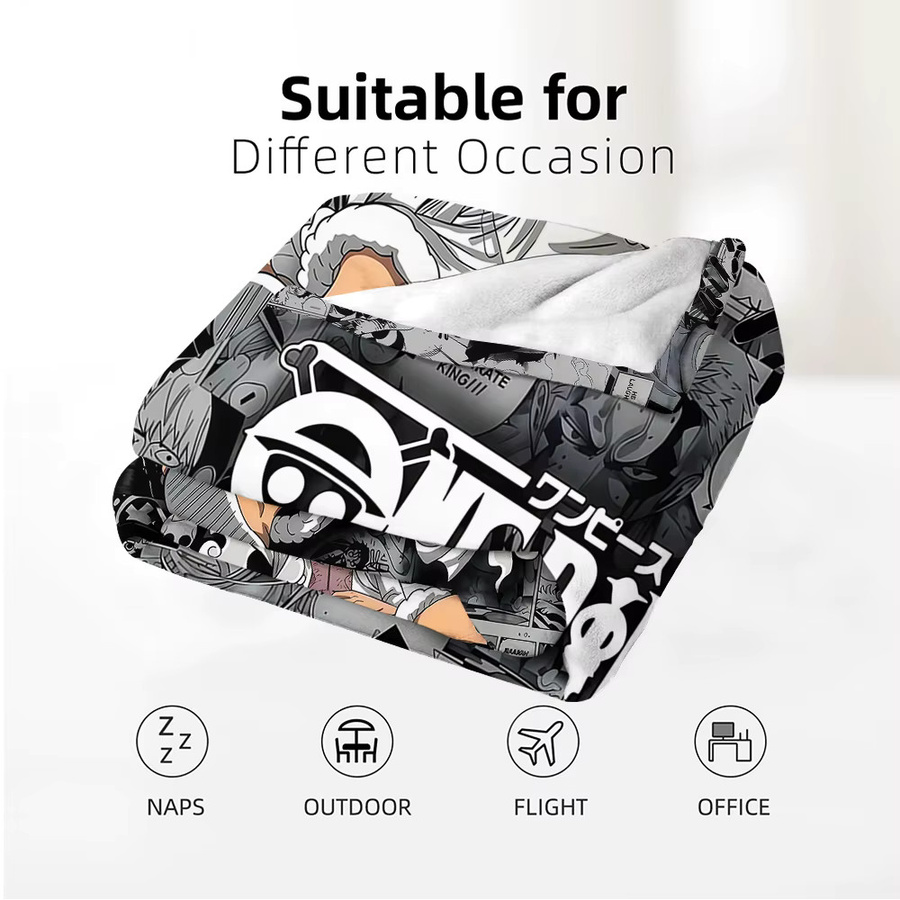 Beast Kingdom One Piece Luffy Flanell-Decke, weiche und warme Cartoon-Fleece-Decke in Mehrfarbig für Kinderzimmer, Sofa oder Bett - Bild 5