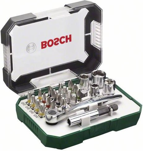Bosch Promoline 26-teiliges Schrauberbit- und Ratschen-Set mit Knarrenschraubendreher in Grün und Mehrfarbig - Bild 1