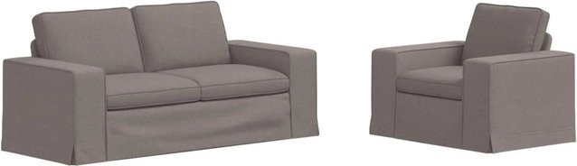 vidaXL Sofa Set 2-teilig Taupe mit Stoffbezug und Metallrahmen B/T/H: 182 x 80 x 82 cm und 103 x 80 x 82 cm - Bild 1