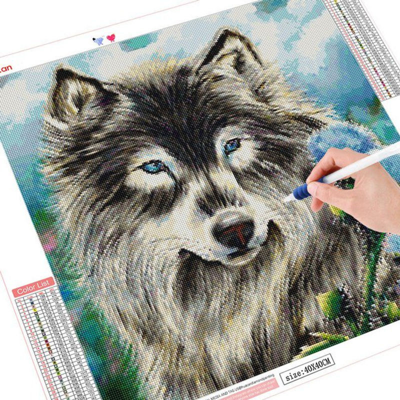 FIYO Diamond Painting DIY 5D Wolf Mosaik Set, Mehrfarbig, B/H: 30 x 30 cm - Bild 1