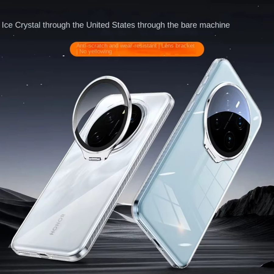 Schutzhülle für Honor Magic7 Pro und Magic7 mit klarem Acryl-Objektiv, gehärtetem Glas und silberner Metallhalterung, transparent - Bild 4