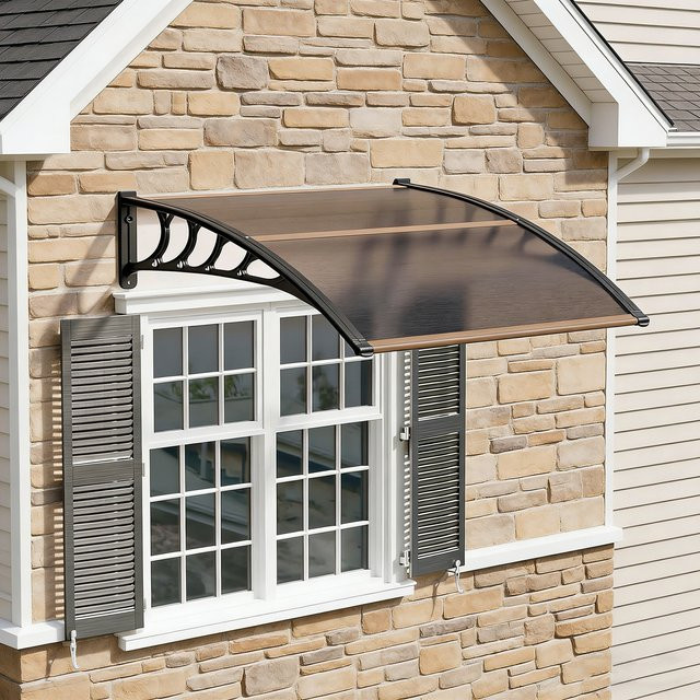 HiMISS Transparentes Außenvordach als Sonnen- und Regenschutz mit robustem Gestell für Eingänge, Terrassen und Fenster, B: 120 cm, T: 80 cm - Bild 1